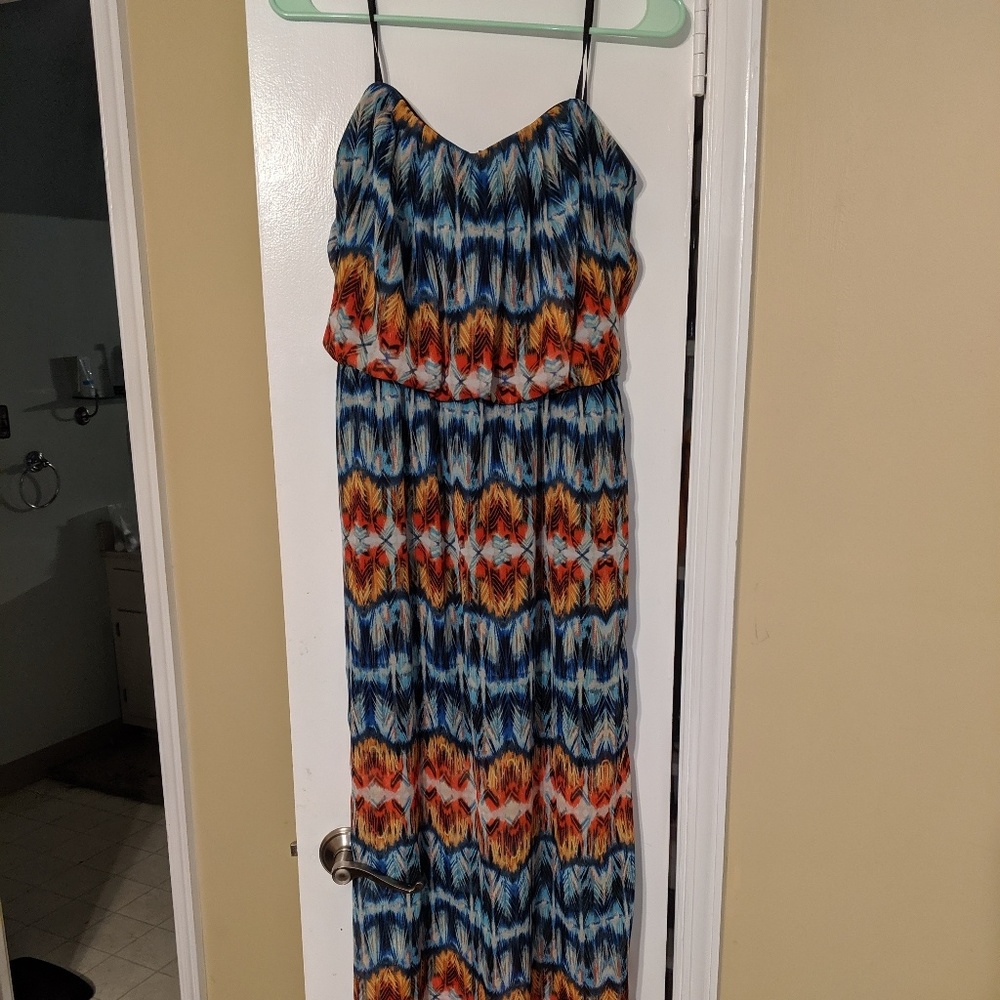 Maxi dress with jean jacket vest